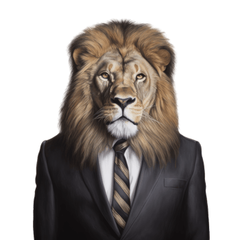Portrait of Lion  business person illustration, AI Generative png