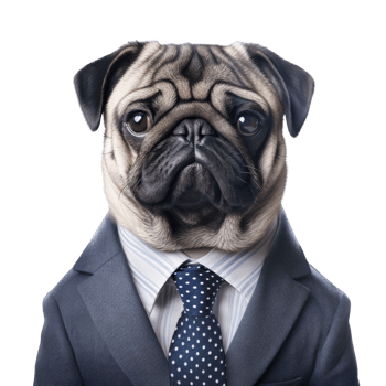 Portrait of Pug Dog  business person illustration, AI Generative png