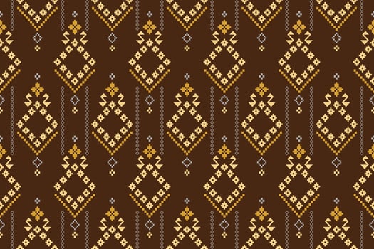 Nature vintages cross stitch traditional ethnic pattern paisley flower Ikat background abstract Aztec African Indonesian Indian seamless pattern for fabric print cloth dress carpet curtains and sarong vector