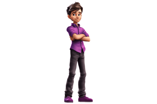 Boy Standing with arms crossed 3D full body, AI Generative png