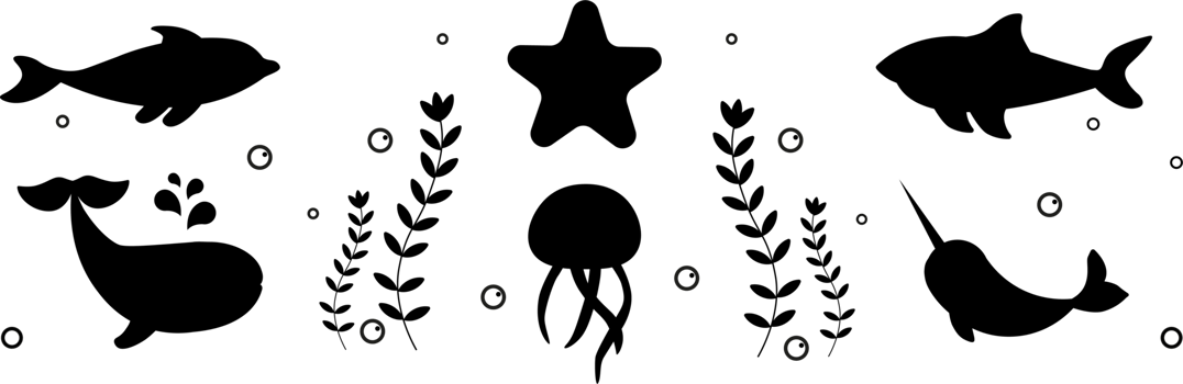 Set of sea animals. PNG, transparent. Childlike style. png
