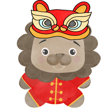 Cute Lion wearing Lion dance hat,decorative for Chinese new year festival.Creative with illustration in flat design. png