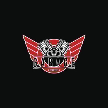 mechanic repair car service logo design idea with piston and wings symbol vector