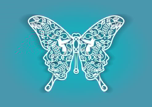 Decorative butterfly for laser cutting. vector