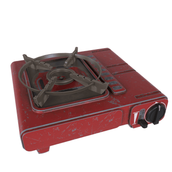 a red gas stove with a black lid png