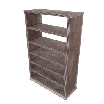 a wooden bookcase with shelves on it png