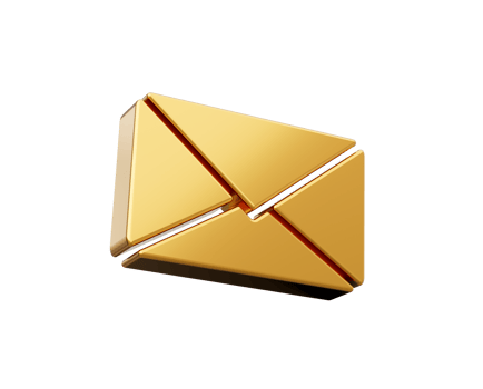3d gold mail icon . Envelope sign. Email icon. Letter icon. 3D illustration png
