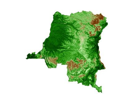 Congo Topographic Map 3d realistic map Color 3d illustration png