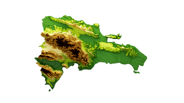 Dominican Republic Map Shaded relief Color Height map 3d illustration png