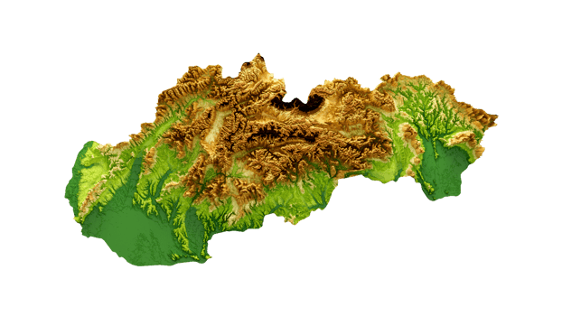 Slovakia Map Shaded relief Color Height map 3d illustration png