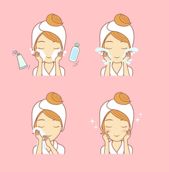 Vector about face wash set variation