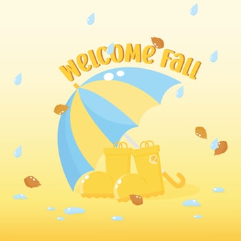 yellow rain boot umbrella vector