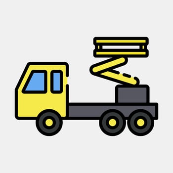 Icon industrial elevator. Heavy equipment elements. Icons in filled line style. Good for prints, posters, logo, infographics, etc. vector