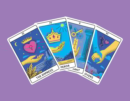 Cartoon Color Magical Tarot Cards Major Arcana Set Semicircle. Vector