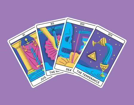 Cartoon Color Magical Tarot Cards Major Arcana Set Semicircle. Vector