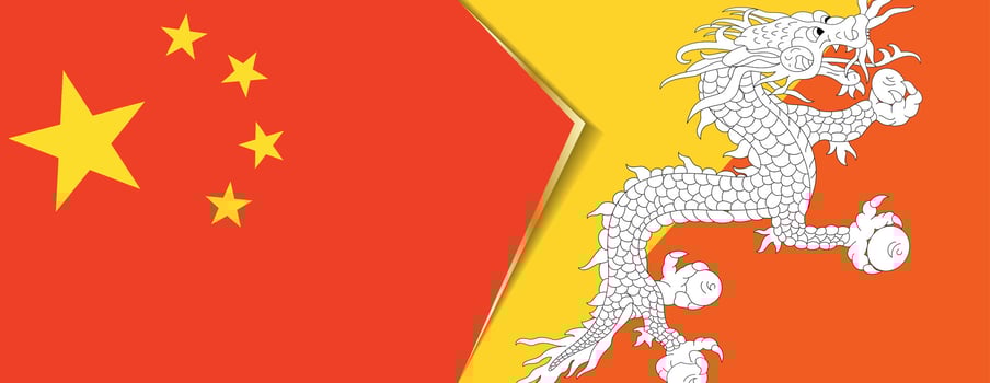 China and Bhutan flags, two vector flags.