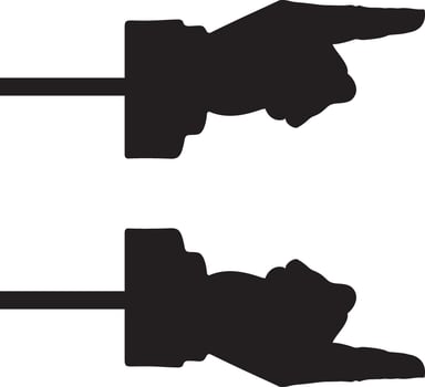 A hand pointing a finger in a direction icon in flat set . isolated in transparent background. collection antique engraving style. point hand gesture sign symbol vector for apps and websites