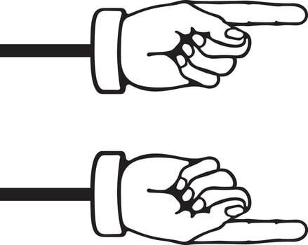 A hand pointing a finger in a direction icon in flat set . isolated in transparent background. collection antique engraving style. point hand gesture sign symbol vector for apps and websites