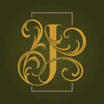 Vintage luxury lettering J monogram logo vector illustrations for your work logo, merchandise t-shirt, stickers and label designs, poster, greeting cards advertising business company or brands.