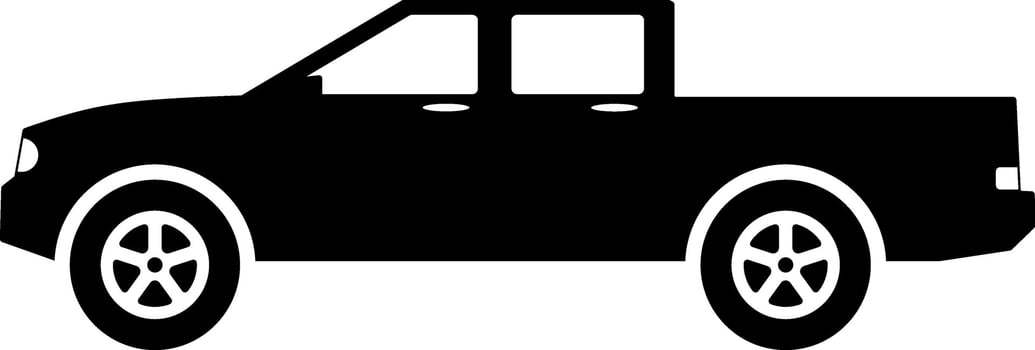 Pickup car icon vector. Countryside delivery car silhouette for icon, symbol and sign. Pickup car for transportation, shipment, delivery, package or transit vector