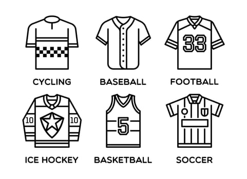 Popular Sports Jersey Icons Set vector