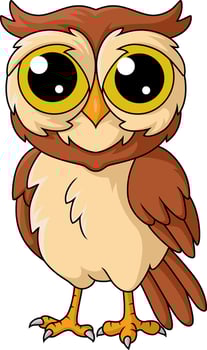 Cute little owl cartoon on white background vector