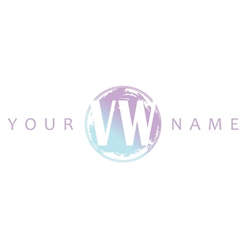 VW Initial Logo Watercolor Vector Design