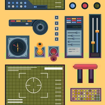 Control system with buttons and switchers vector