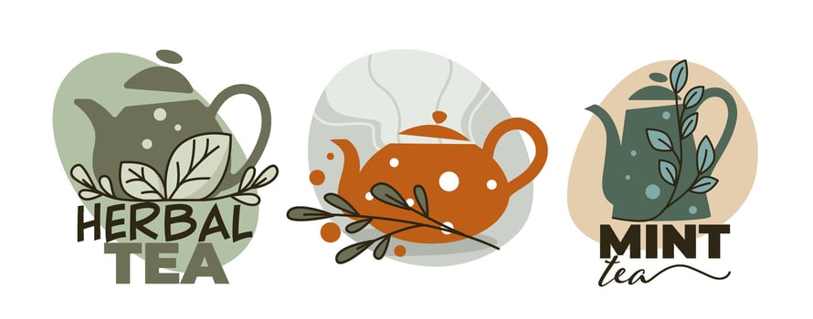 Herbal and mint tea tasty organic beverages vector