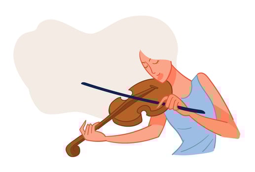 Violin player woman, musician instrument in hands vector