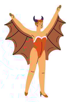 Halloween costume of devil female character outfit vector