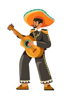 Hispanic flamenco guitarist with acoustic guitar vector