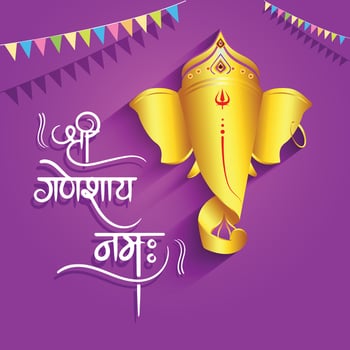Golden illustration of Lord Ganpati in paper cutting style, Ganesh Chaturthi festival of India vector