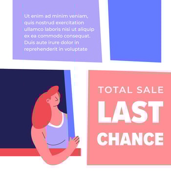 Total sale last chance for shopping clients banner vector