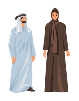 United Arab Emirates man and woman in clothes vector