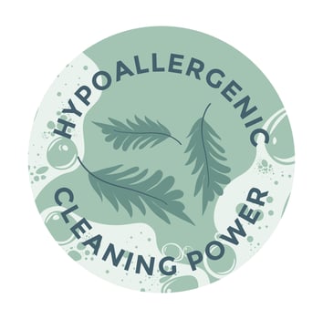 Hypoallergenic cleaning power, detergent label vector