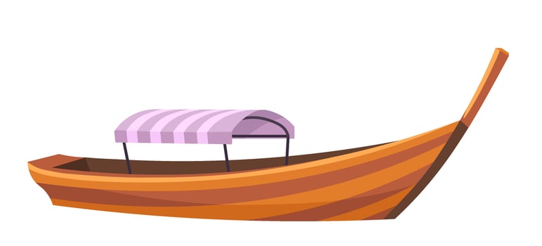 Wooden elongated boat for tourists, gondola vector