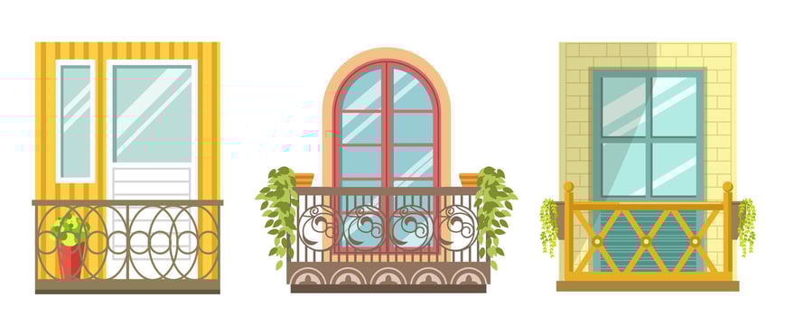 Decorative architectural feature, Juliet balcony vector