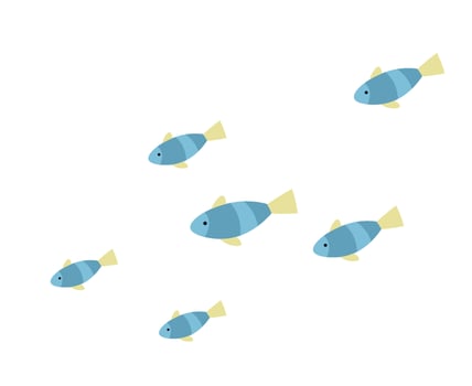 Shoal of exotic tropical fish, ocean dwellers vector