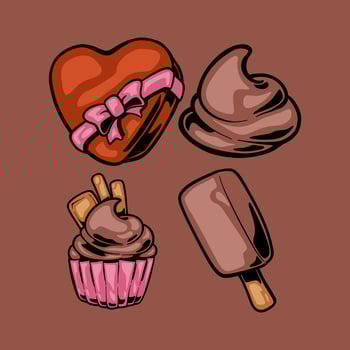 Retro dessert character. Cute cartoon mascot sweets, smile walking sweet food vector