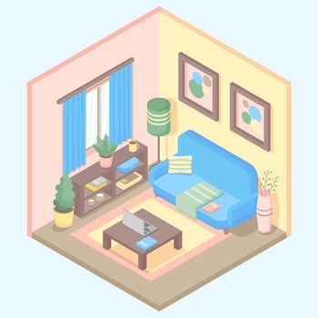 Room interior isometric illustration vector