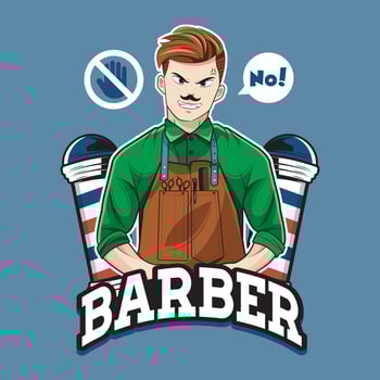 Angry Barber Man Mascot Character Logo. Vector illustration