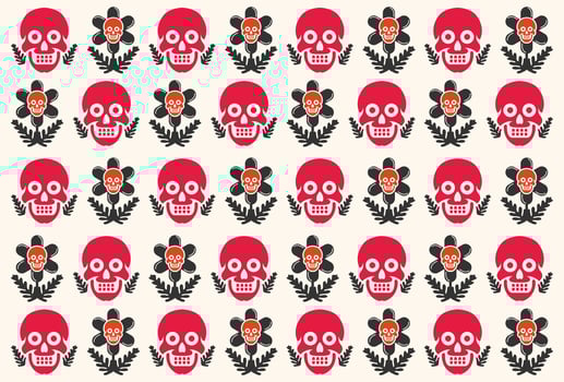 skull and flower pattern vector