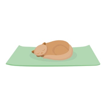 Sleeping red cat isolated cartoon character flat design vector