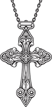 Cross necklace illustration vector