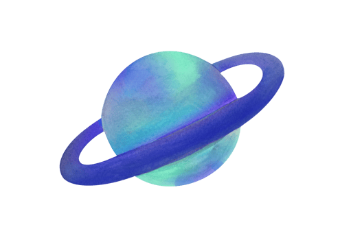 clip art watercolor planets Saturn, Jupiter, Uranus, Neptune ring around on transparent background. bright blue globe with ring around. Galaxy art, universe space illustration for books about space png