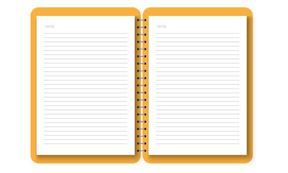 yellow notebook with A4 paper note png