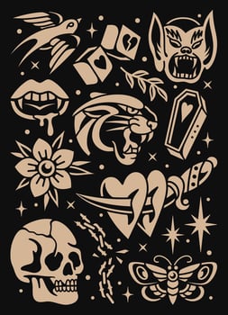 Vintage set tattoo design vector