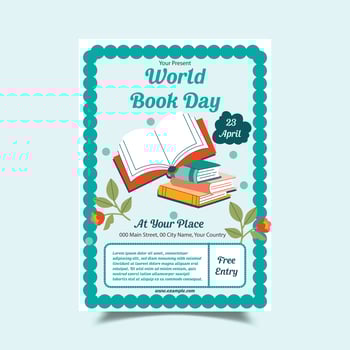 Vector Illustration of World Book Day Flyer Template