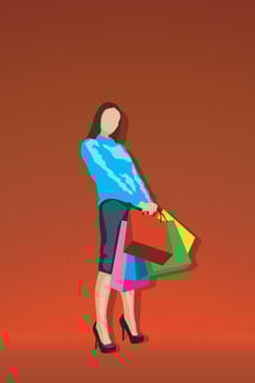 shopping woman silhouette vector
